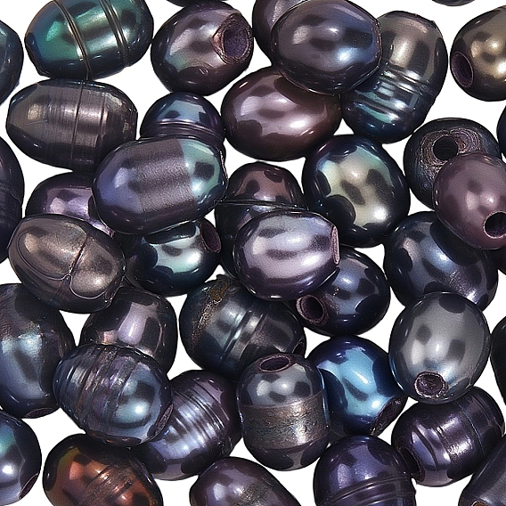 50шт. жемчужные бусины с большим отверстием, бусины из натурального культивированного пресноводного жемчуга, окрашенные, рис