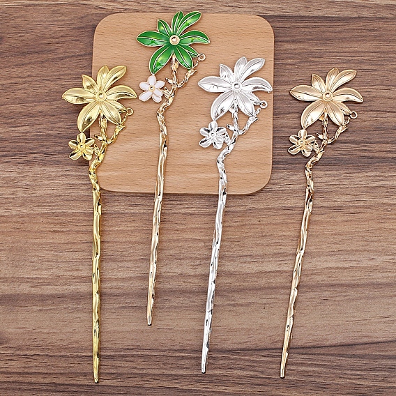 Accessoires de bâton de cheveux en alliage, fleur