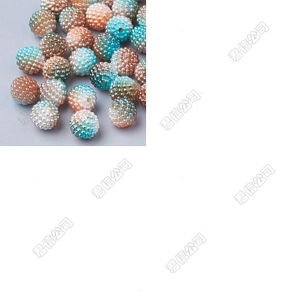 Perles acryliques en nacre d'imitation , perles baies, perles combinés, ronde