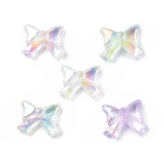 UV Plating Rainbow Iridescent Acrylic Beads, Bowknot