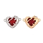 Латунные подвески из прозрачного кубического циркония, красные стеклянные сердечки