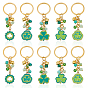 10 шт. 5 стили брелоки с подвесками из сплава и эмали, с железными разрезными брелоками, тема дня святого патрика, золотые