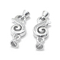 925 Sterling Silver Fold Over Clasps, with Cubic Zirconia, Carved 925