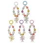 Lily Flower Acrylic Pendant Decorations, with Resin Beads and Alloy Spring Gate Rings