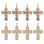 8 шт 2 цвета кулоны из латуни, микропаве, циркония, крестик, реальный 16 k позолоченный, без никеля 