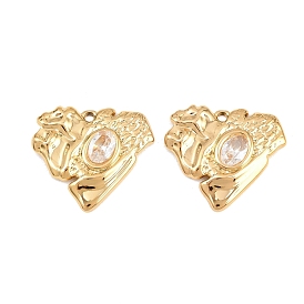 304 подвески из нержавеющей стали с прозрачным кубическим цирконием, ионное покрытие (ip), асимметричные сердечки