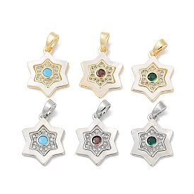 Латунные микро проложить кубического циркония подвески, без кадмия, без никеля и без свинца, с оболочкой, шестигранные прелести