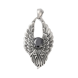 316 кулоны из хирургической нержавеющей стали с микропаве и кубическим цирконием., крылья, ионное покрытие (ip)