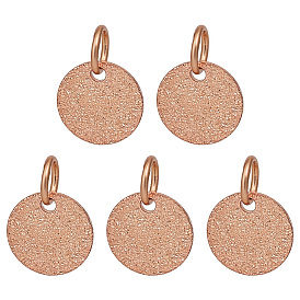 5шт. 925 круглые плоские подвески из стерлингового серебра с текстурированной поверхностью и соединительными кольцами