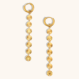 Stylish Long Snowflake Chain Earrings in 18K Gold Plated Stainless Steel
