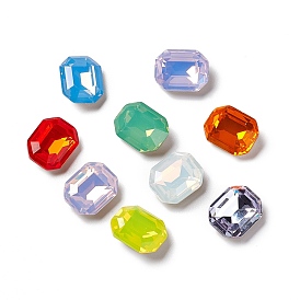 Cabochons de strass en verre de style opale k9, dos et dos plaqués, octogone rectangle