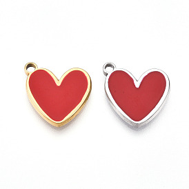 304 подвески из нержавеющей стали, с эмалью, шарма сердца, ионное покрытие (ip)