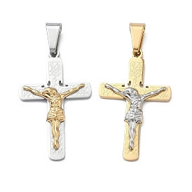 Два тона 304 из нержавеющей стали подвески, амулет в виде распятия Иисуса, ионное покрытие (ip), долговечный
