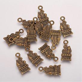 Tibetan Style Alloy Pendants, Cadmium Free & Lead Free, Castle