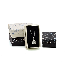 Картонная коробка ювелирных изделий, с черной губкой, подарочная упаковка для украшений, прямоугольник со звездой