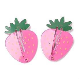 Baking Painted Iron Snap Hair Clips, for Children's Day, Strawberry