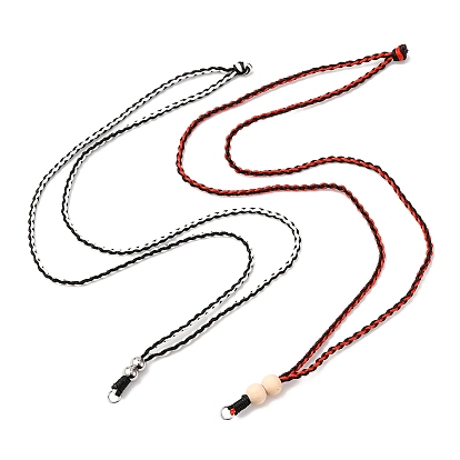 2 шт. ожерелья из вощеного полиэстера, с деревянными бусинами и 304 кольцами из нержавеющей стали