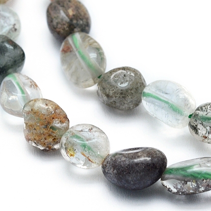Natural Lodolite Quartz Beads Strands, Tumbled Stone, Nuggets