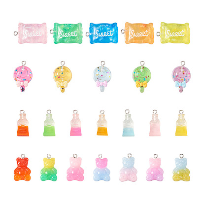 48 шт 24 подвески из смолы в стиле, с платиновым железным колышком