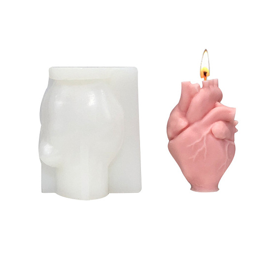 Heart(Organ) Shape DIY Candle Silicone Statue Molds, for Portrait Scented Candle Making, Halloween Theme