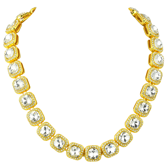 1 теннисные ожерелья из цинкового сплава с квадратным прозрачным стеклом для женщин