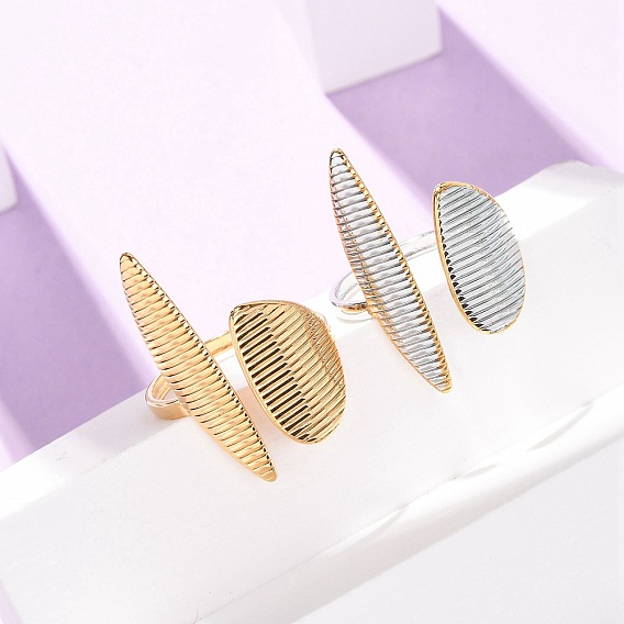 304 Stainless Steel Open Cuff Rings for Women, Oval