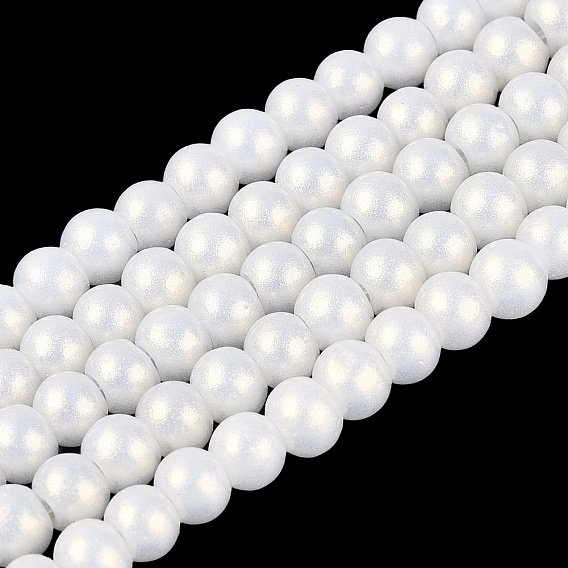 Baking Paint Glass Pearl Beads Strands, Pearlized Style, Round