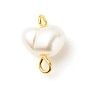 ABS Plastic Imitation Pearl Connector Charms, with Brass Double Loops, Heart