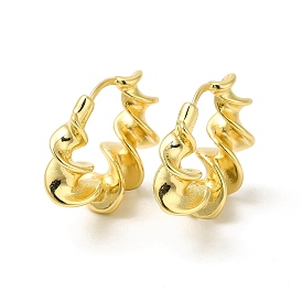 Rack Plating Brass Twist Round Hoop Earrings for Women, Cadmium Free & Nickel Free & Lead Free
