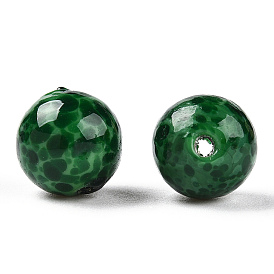 Handmade Normal Lampwork Beads, Round with Fleck