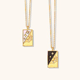 Golden Tarot Card Sweater Chain Necklace with Shell and Star Charms