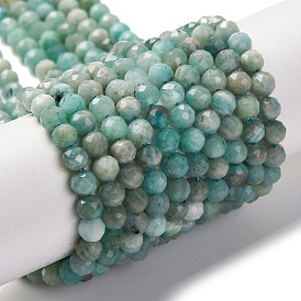 Natural Amazonite Beads Strands, Faceted, Round