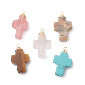 Природные и синтетические смешанные подвески драгоценных камней, Амулеты в виде крестов с латунными креплениями, золотые, смешанные окрашенные и неокрашенные