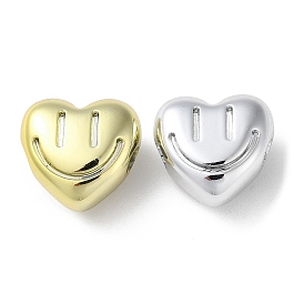 UV Plating Acrylic Beads, Horizontal Hole, Heart with Smiling Face