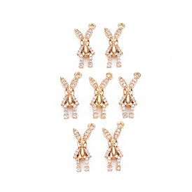 Placage de crémaillère en laiton micro pavé pendentifs en zircone cubique claire, plaqué longue durée, sans cadmium et sans plomb, lapin