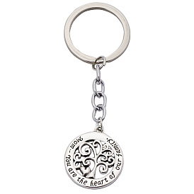 Metal Keychain with Hollowed-out Tree of Life Pendant - Mother's Day Gift