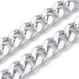 Gourmettes texturées en aluminium, chaînes à maillons cubains taille diamant, non soudée