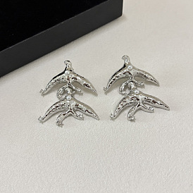 Boucles d'oreilles pendantes en alliage et strass pour femmes, oiseau, avec perle d'imitation