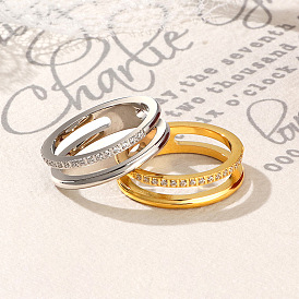 304 Кольца из нержавеющей стали с микропаве из прозрачного кубического циркония