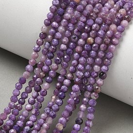 Natural Charoite Beads Strands, Round, Faceted