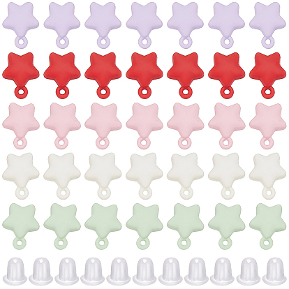 5 Цветные застежки для сережек-гвоздиков из сплава, с петлей, платина, с пластиковыми гайками уха