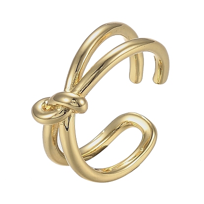 Adjustable Brass Cuff Rings, Open Rings, Long-Lasting Plated, Knot