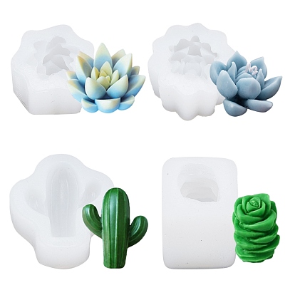 4 Stil Sukkulenten Pflanzen Form Fondant Formen, Silikonformen in Lebensmittelqualität, für diy Tortendekoration, Kerze, Schokolade, Süßigkeiten, UV-Harz & Epoxidharz Handwerk machen
