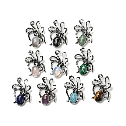 Брошь в виде осьминога с драгоценными камнями, булавки с морскими животными из сплава Pave Jet со стразами, античное серебро