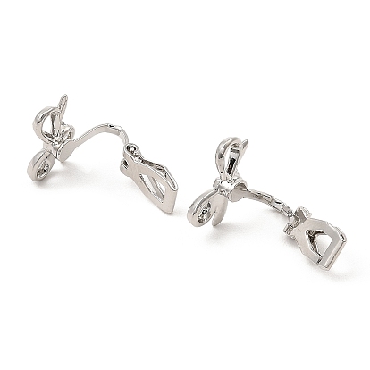 Alloy Clip-on Earring Findings, with Horizontal Loops, for Non-pierced Ears, Bowknot