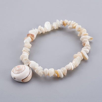 Bracelets extensible breloque breloques, avec pendentifs coquillages shiva