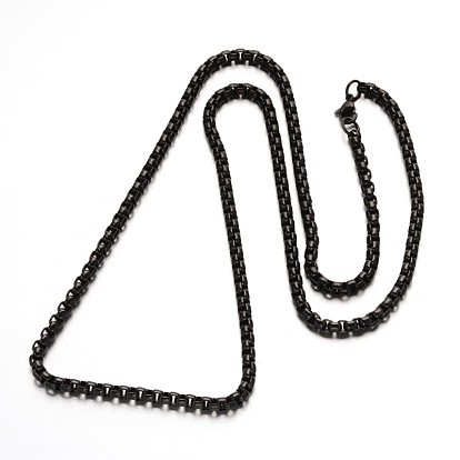 304 colliers de chaîne de boîte en acier inoxydable, avec fermoirs mousquetons, 31.5 pouce (80 cm)