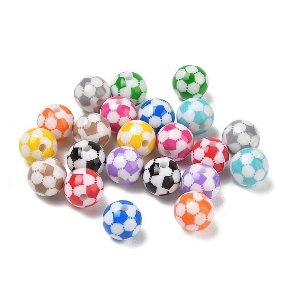 Sports Opaque Acrylic Beads, Football