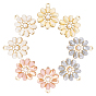 CHGCRAFT 8Pcs 4 Colors Faceted Glass Pendants, with Alloy Findings, Daisy Flower, Golden