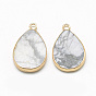 Gemstone Pendants, with Iron Findings, Drop, Golden